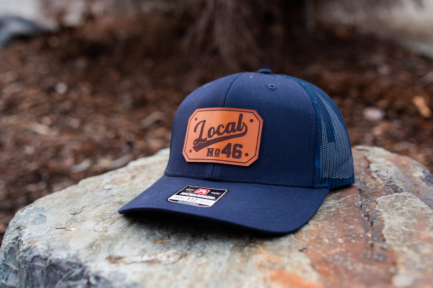 Union Local Number Hat Custom Leather Patch Hats - Crafthouse Hats leather patch hat company. Custom leather patch hats, also available in bulk or wholesale. Custom leather logo hats, custom leather hats, custom patch hats, leather logo hats, custom leather patches, custom logo leather hats, Richardson leather patch hats, Richardson 112 camo hats, yupoong camo trucker hats, leather hat patches, custom camo hats, leather hat, leather patch for hats, legacy hats, custom party hats, personalized camo hats, cus