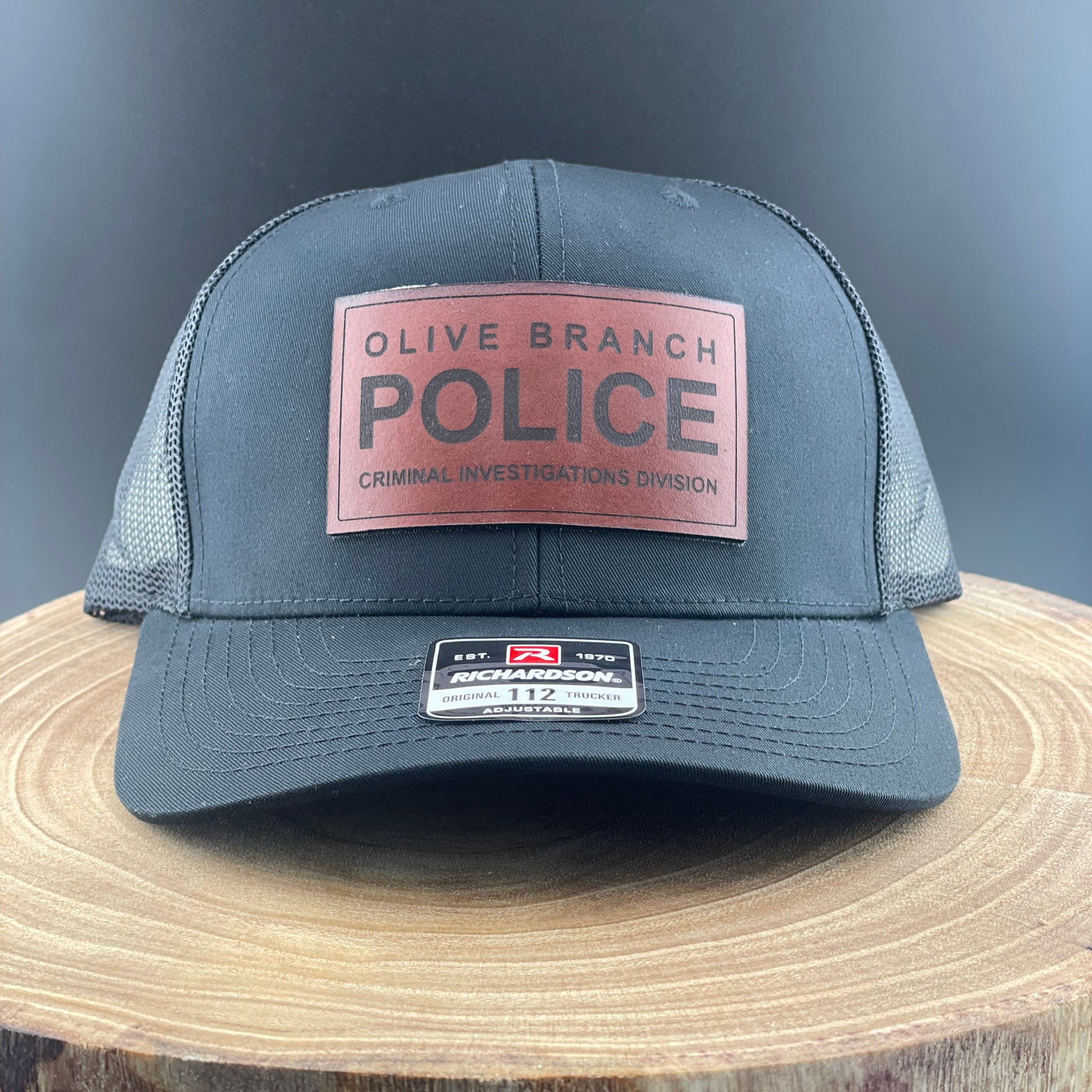 Olive Branch Police Investigations - Crafthouse Hats leather patch hat company. Custom leather patch hats, also available in bulk or wholesale. Custom leather logo hats, custom leather hats, custom patch hats, leather logo hats, custom leather patches, custom logo leather hats, Richardson leather patch hats, Richardson 112 camo hats, yupoong camo trucker hats, leather hat patches, custom camo hats, leather hat, leather patch for hats, legacy hats, custom party hats, personalized camo hats, custom leather pa