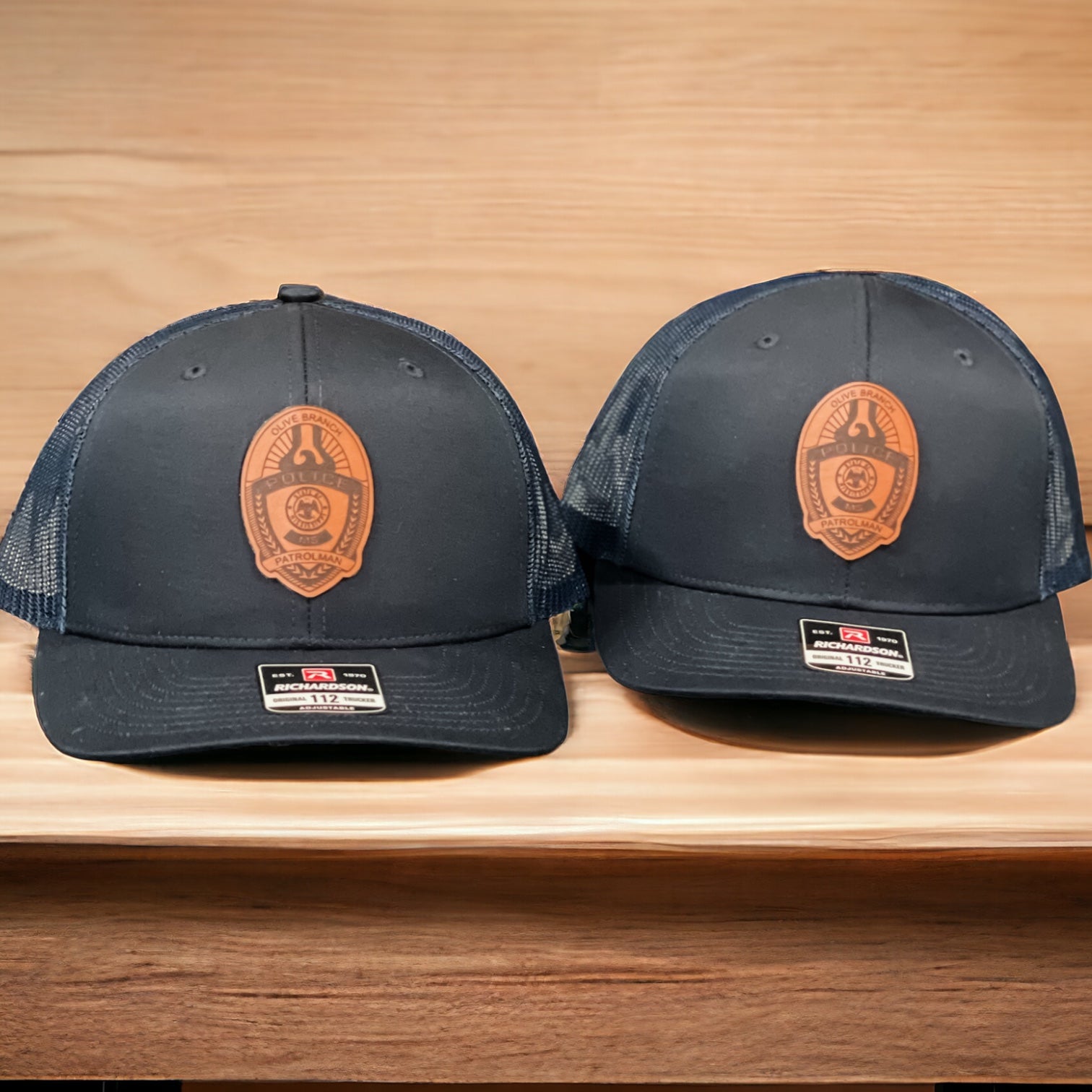 Olive Branch Police Department Shield Patch - Crafthouse Hats leather patch hat company. Custom leather patch hats, also available in bulk or wholesale. Custom leather logo hats, custom leather hats, custom patch hats, leather logo hats, custom leather patches, custom logo leather hats, Richardson leather patch hats, Richardson 112 camo hats, yupoong camo trucker hats, leather hat patches, custom camo hats, leather hat, leather patch for hats, legacy hats, custom party hats, personalized camo hats, custom l