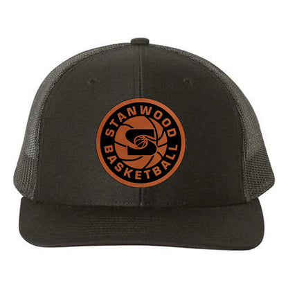 Stanwood Basketball Engraved Leather Patch Hat - Crafthouse Hats leather patch hat company. Custom leather patch hats, also available in bulk or wholesale. Custom leather logo hats, custom leather hats, custom patch hats, leather logo hats, custom leather patches, custom logo leather hats, Richardson leather patch hats, Richardson 112 camo hats, yupoong camo trucker hats, leather hat patches, custom camo hats, leather hat, leather patch for hats, legacy hats, custom party hats, personalized camo hats, custo