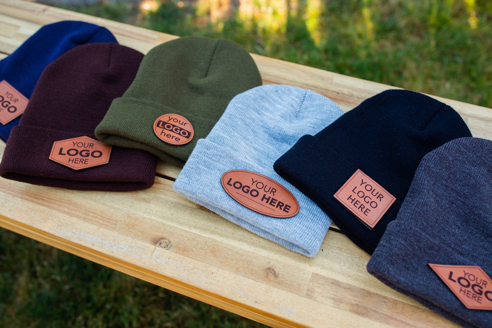 Pacific Headwear Cuffed Beanie Custom Leather Patch Hat