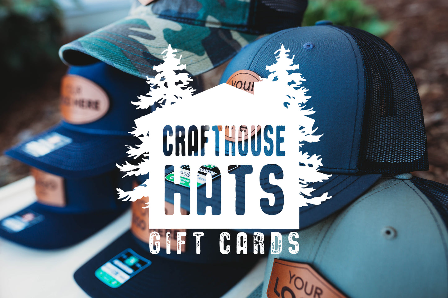 Crafthouse Hats Gift Card - Crafthouse Hats leather patch hat company. Custom leather patch hats, also available in bulk or wholesale. Custom leather logo hats, custom leather hats, custom patch hats, leather logo hats, custom leather patches, custom logo leather hats, Richardson leather patch hats, Richardson 112 camo hats, yupoong camo trucker hats, leather hat patches, custom camo hats, leather hat, leather patch for hats, legacy hats, custom party hats, personalized camo hats, custom leather patches, em