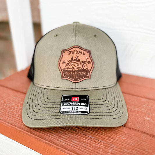 Cart Possums Custom Leather Patch Hat - Crafthouse Hats leather patch hat company. Custom leather patch hats, also available in bulk or wholesale. Custom leather logo hats, custom leather hats, custom patch hats, leather logo hats, custom leather patches, custom logo leather hats, Richardson leather patch hats, Richardson 112 camo hats, yupoong camo trucker hats, leather hat patches, custom camo hats, leather hat, leather patch for hats, legacy hats, custom party hats, personalized camo hats, custom leather